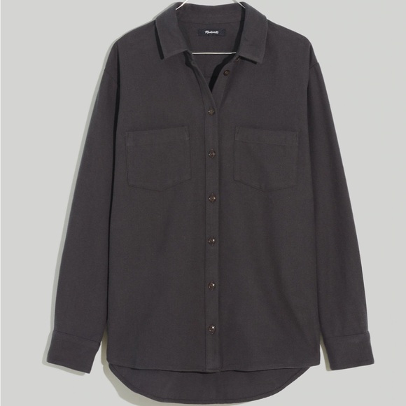 Madewell Tops - NWT Women’s Madewell Black Oversized Casual Button Down Fleece Shirt - Size XL